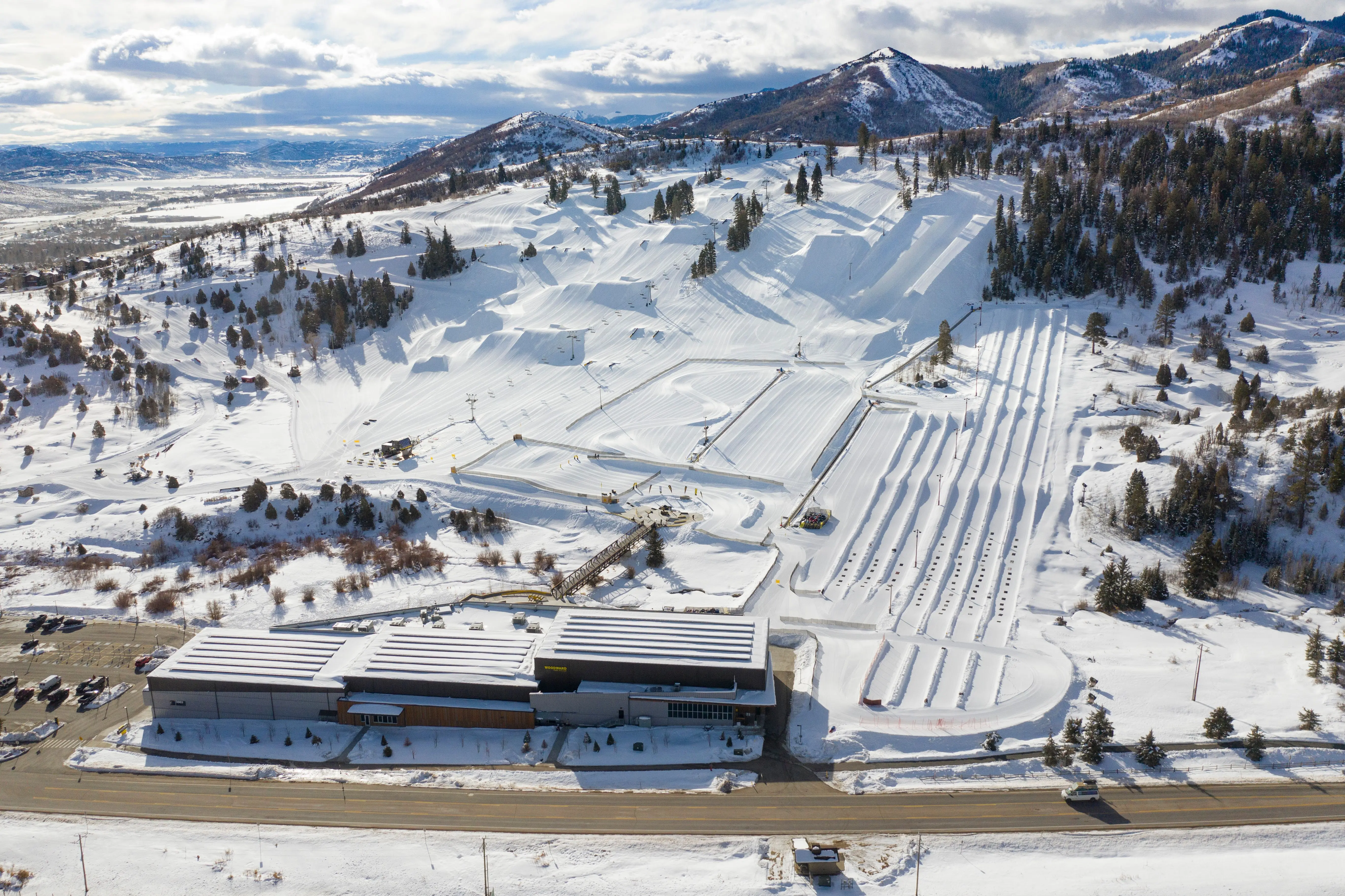 Woodward Park City Winter Drone Shot